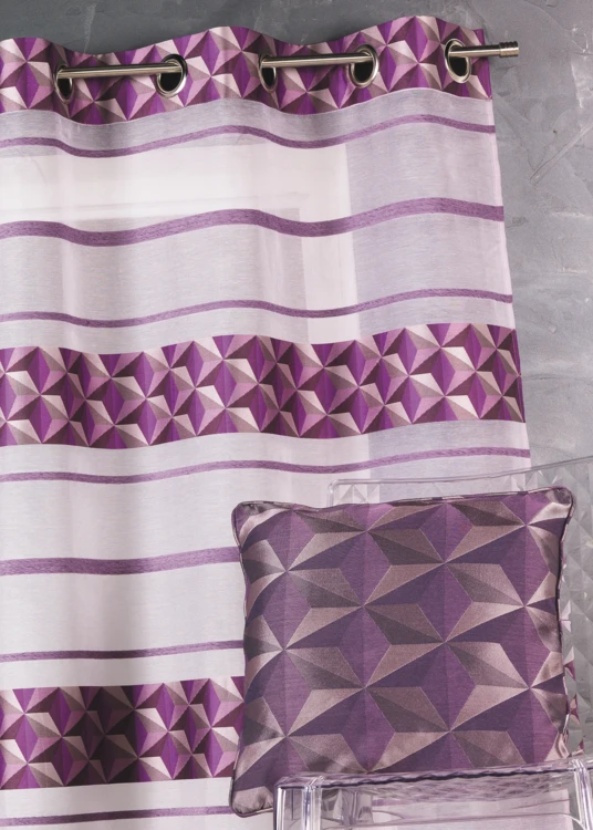 Voilage jacquard motifs bleus
