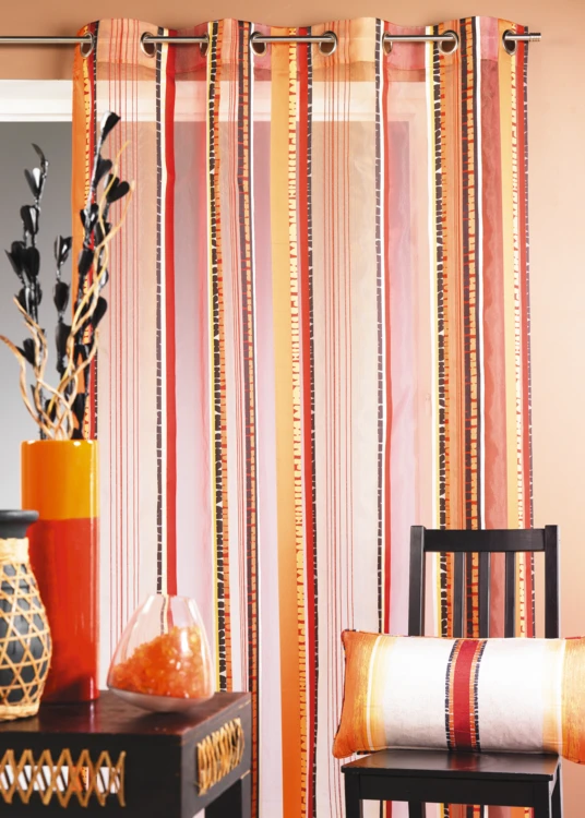 Cortina de organza jacquard con rayas verticales