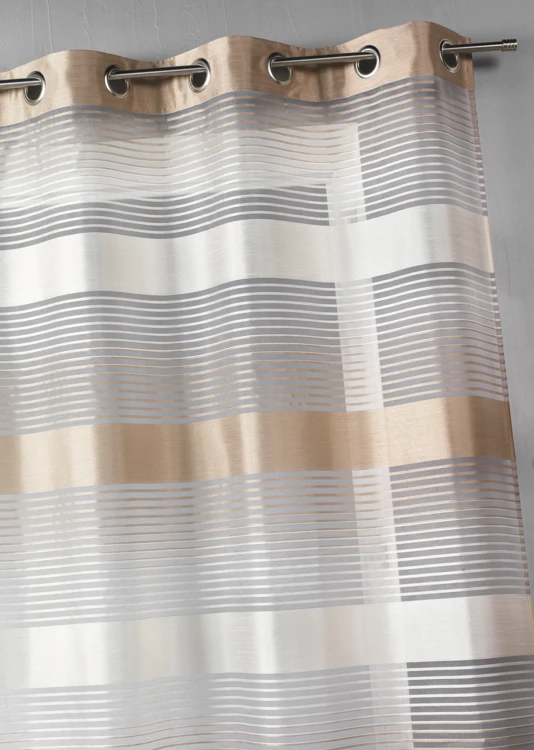 Cortina de organza tecida com riscas horizontais