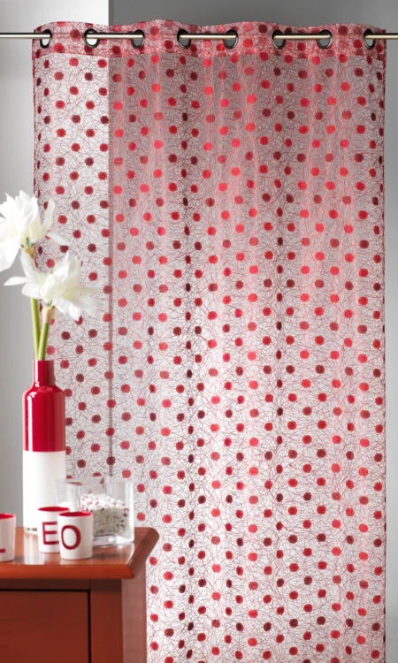 Cortina de organza jacquard bordada com bolinhas