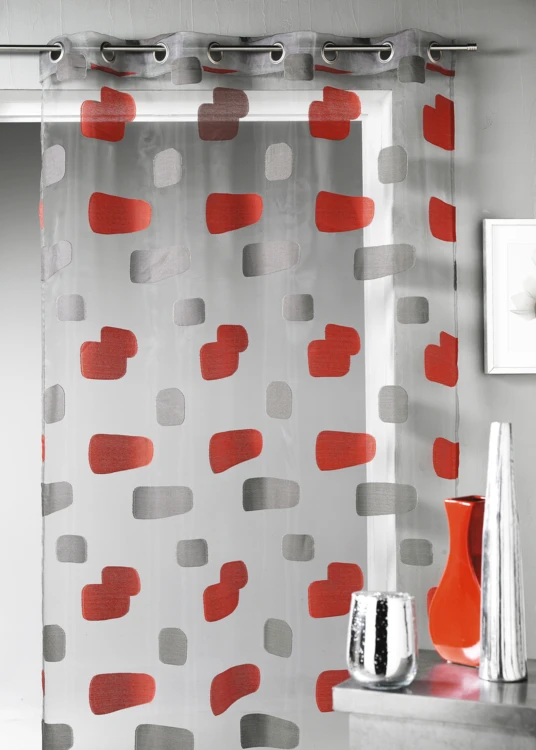 Organza-Vorhang mit Jacquard-Muster im Ziegel-Design