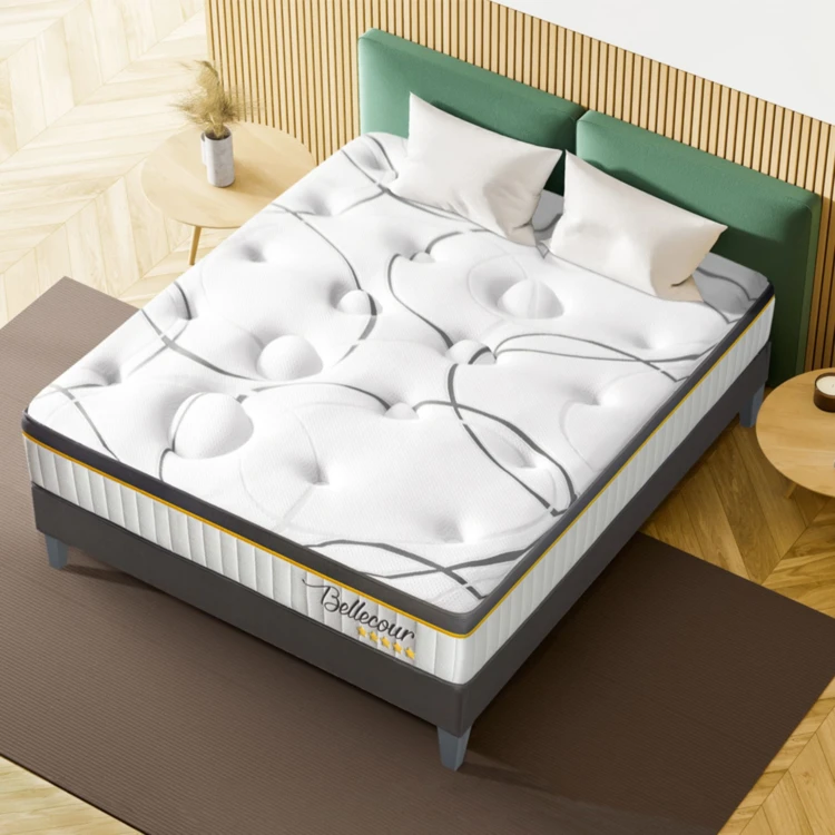 Materasso BELLECOUR a molle insacchettate e memory foam - sostegno deciso