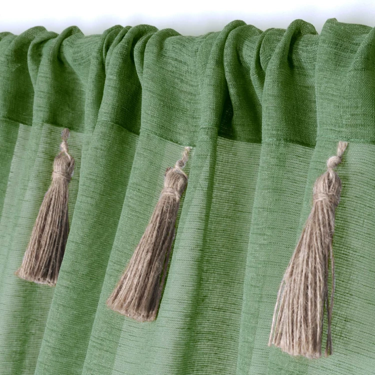 Bohème-Vorhang mit Pompons aus Jute