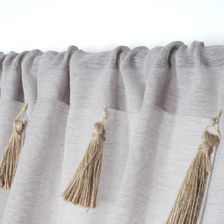 Bohème-Vorhang mit Pompons aus Jute