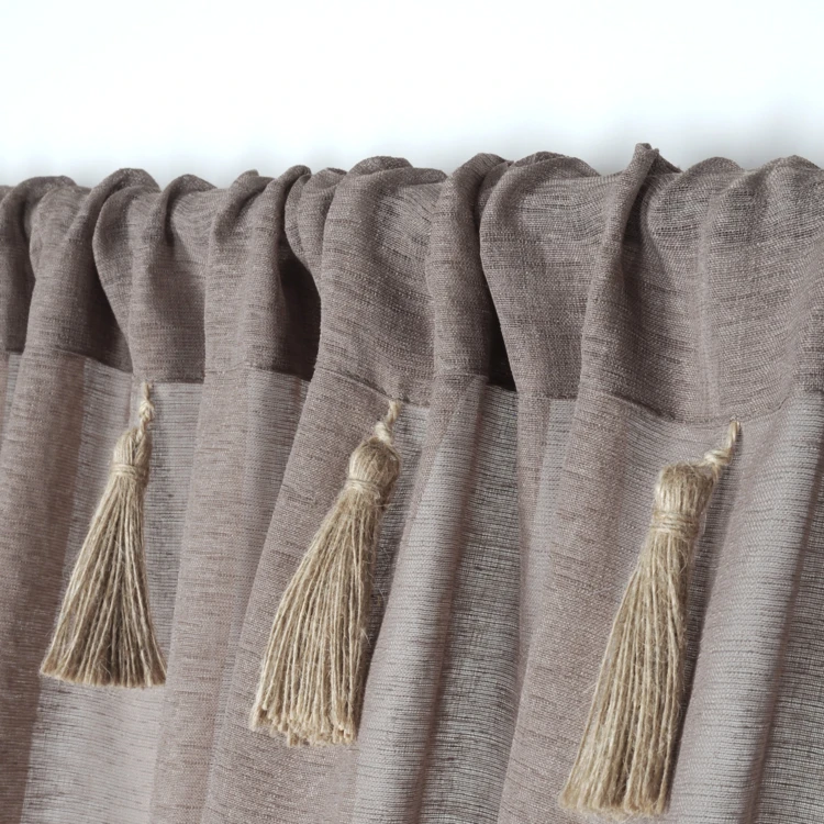 Bohème-Vorhang mit Pompons aus Jute