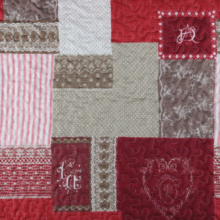 Boutis e federe con stampa romantica patchwork