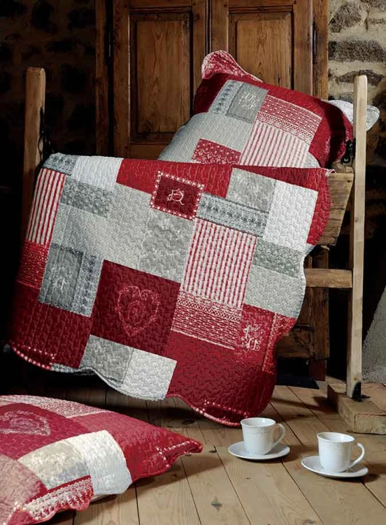 Boutis e federe con stampa romantica patchwork