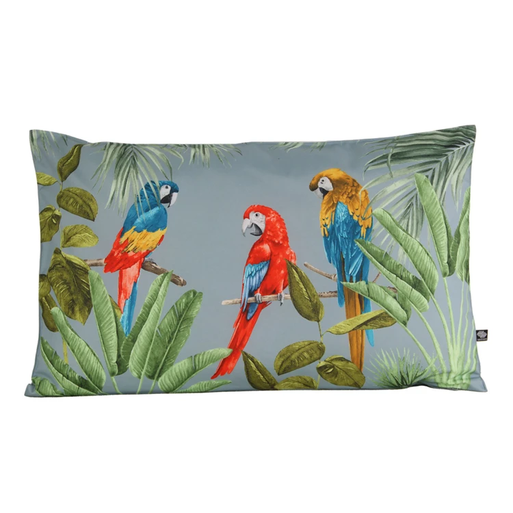 Coussin outdoor imprimé perroquets