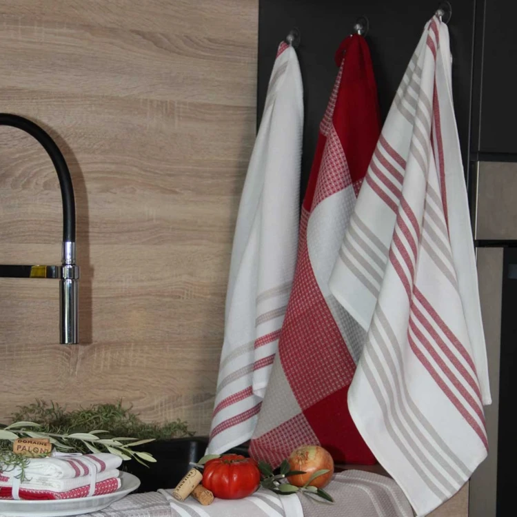 Set de 3 torchons cuisine  coton 50x70 cm