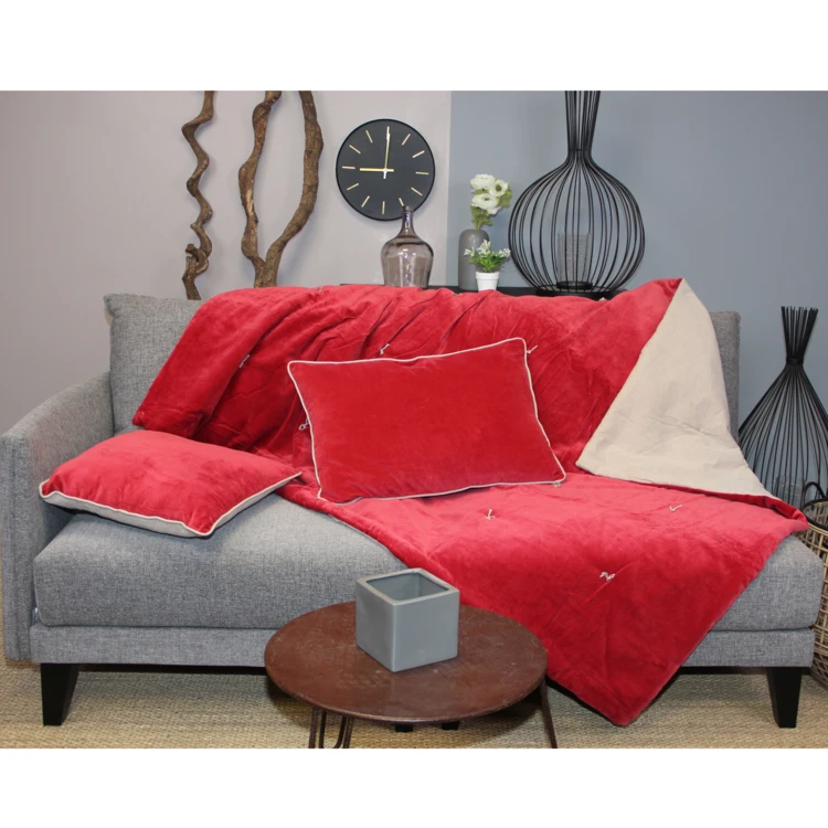 Coussin en velours réversible