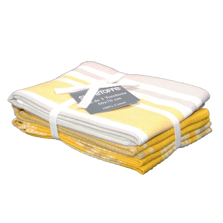 Set de 3 torchons cuisine  coton 50x70 cm
