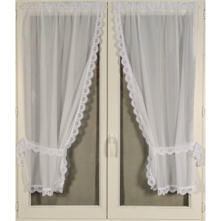 Par de cortinas de señora con ribete de macramé