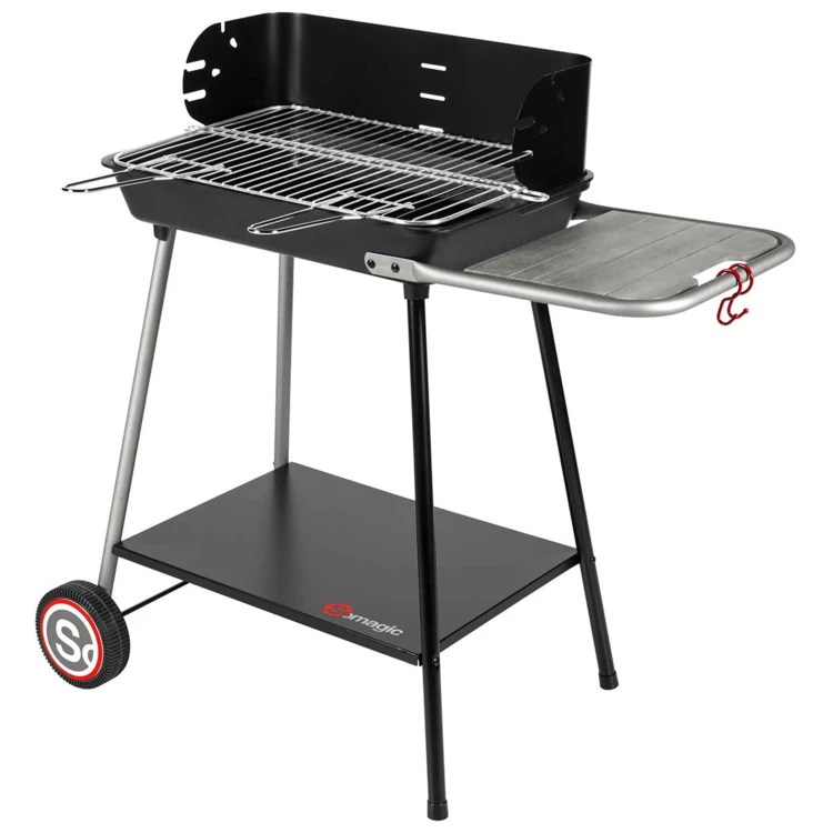 Holzkohlegrill mit Holzablage