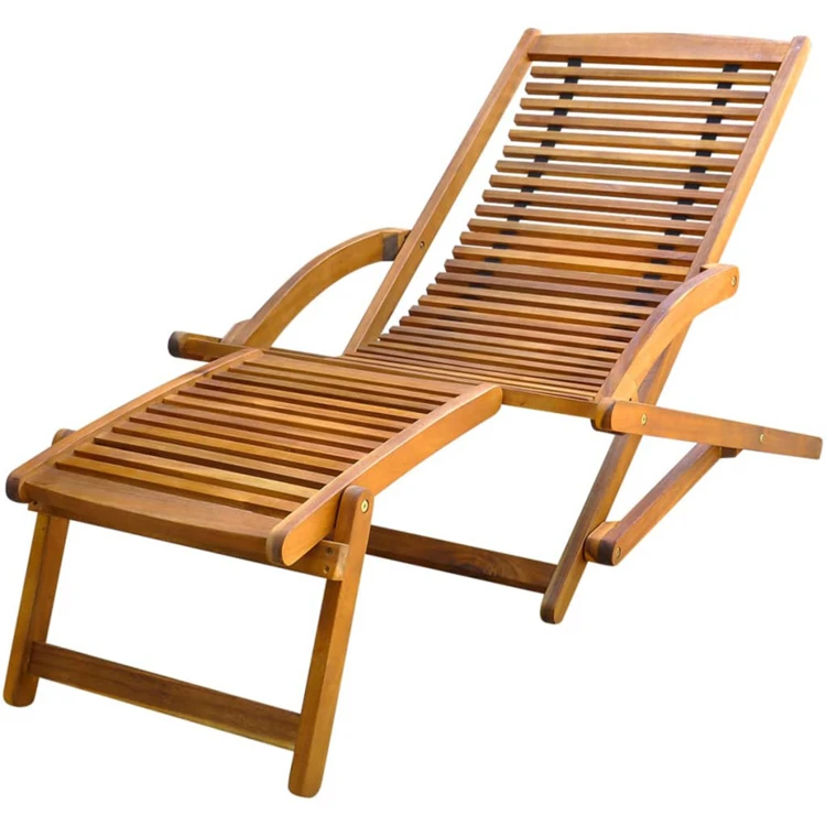 Transat avec repose pied en bois d'acacia