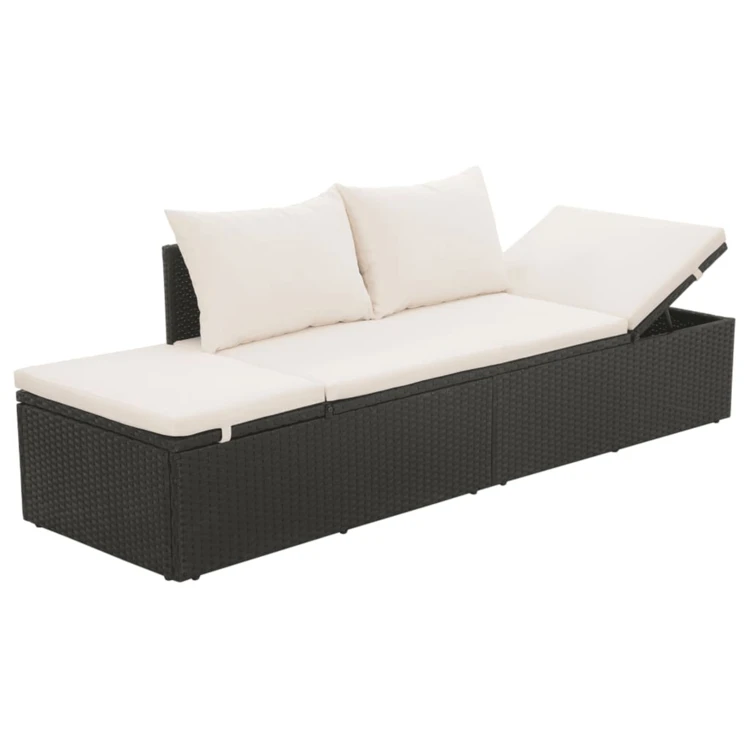 Lit de jardin en résine tressée avec coussin