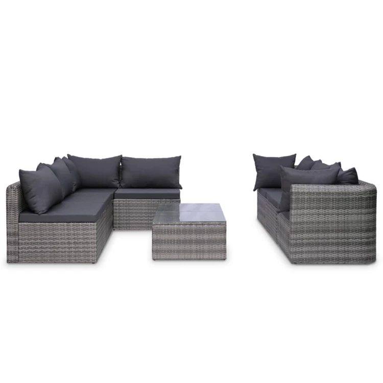 Conjunto de muebles de jardín con cojín, resina tejida