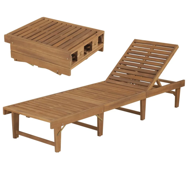 Chaise longue pliable en acacia
