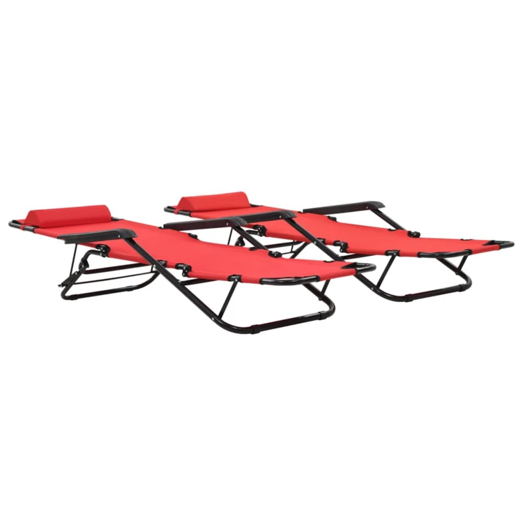 Set de 2 chaises longues pliables avec repose pied