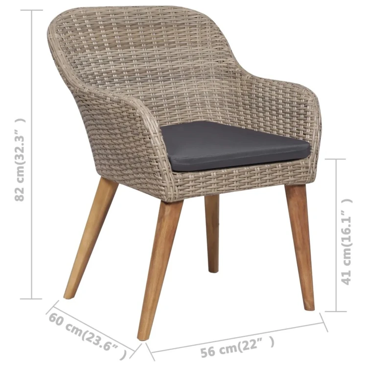 Gartenmöbel-Set aus Polyrattan mit Kissen.