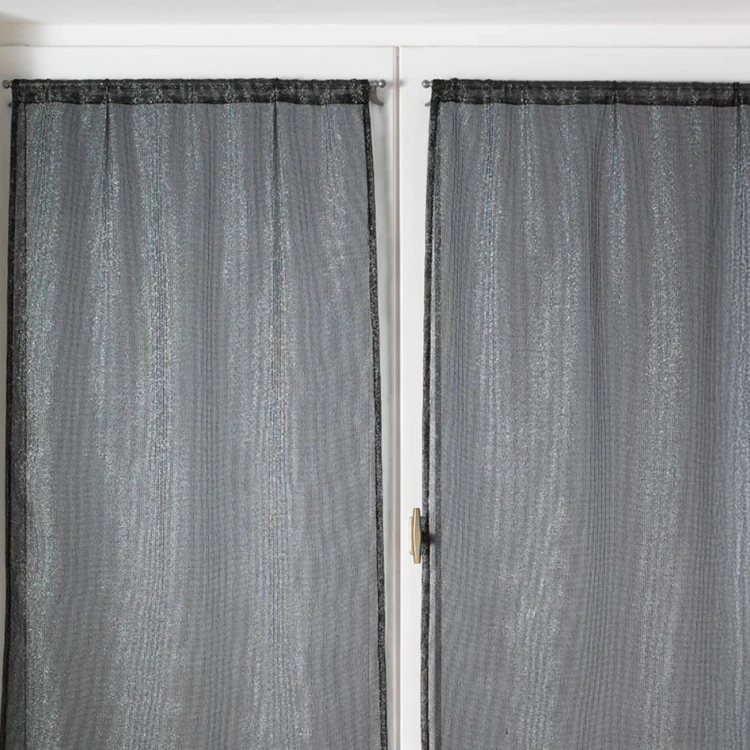 Par de visillos para ventanas con efecto de malla y hilos de lurex