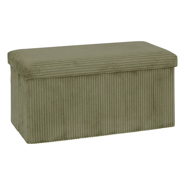 Pouf pliable double effet velours côtelé avec rangement intégré