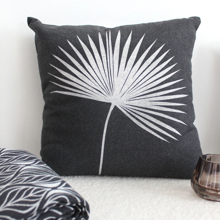 Coussin carré feuille de palmier