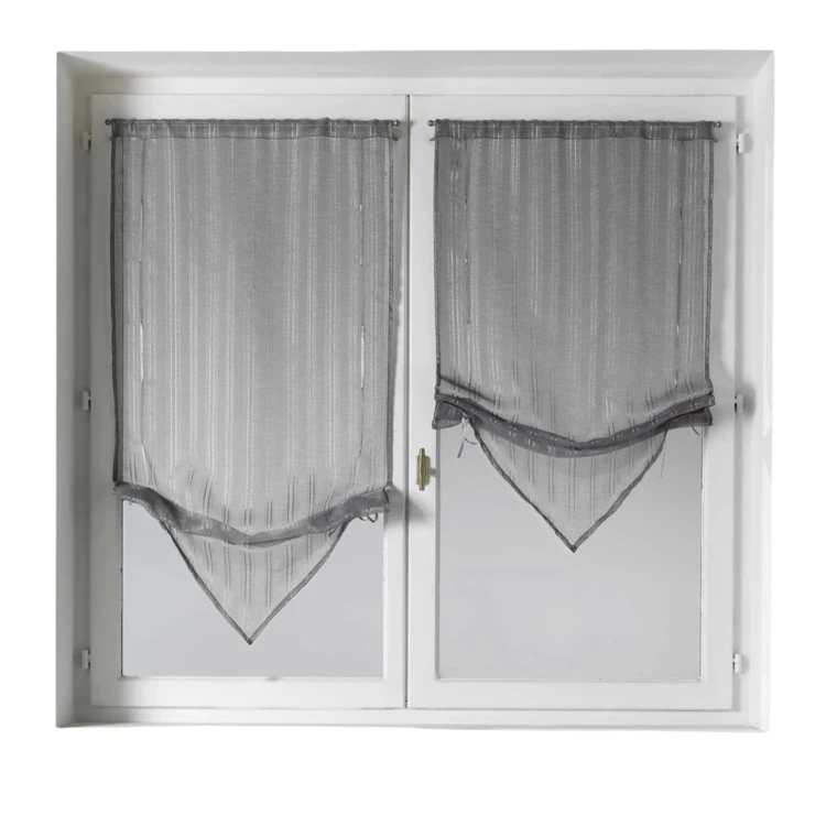 Par de cortinas transparentes com pontas e fios de lurex
