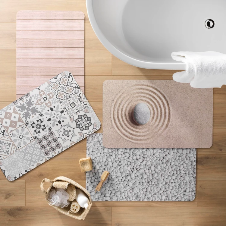 Tapis de bain ultra-absorbant imprimé sable antidérapant