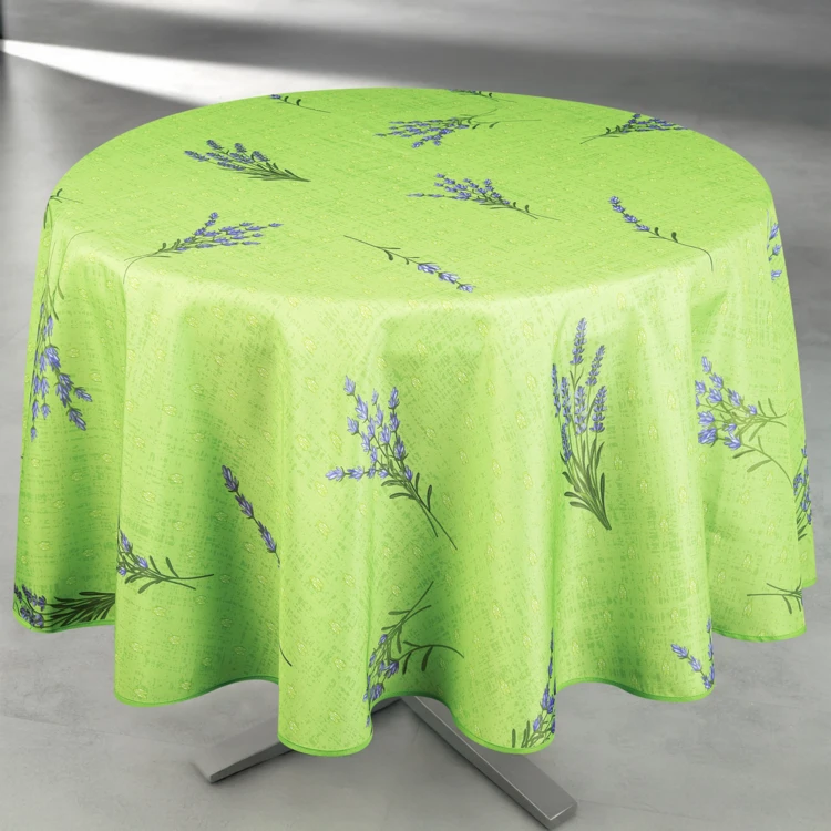 Mantel redondo antimanchas con estampado de lavanda