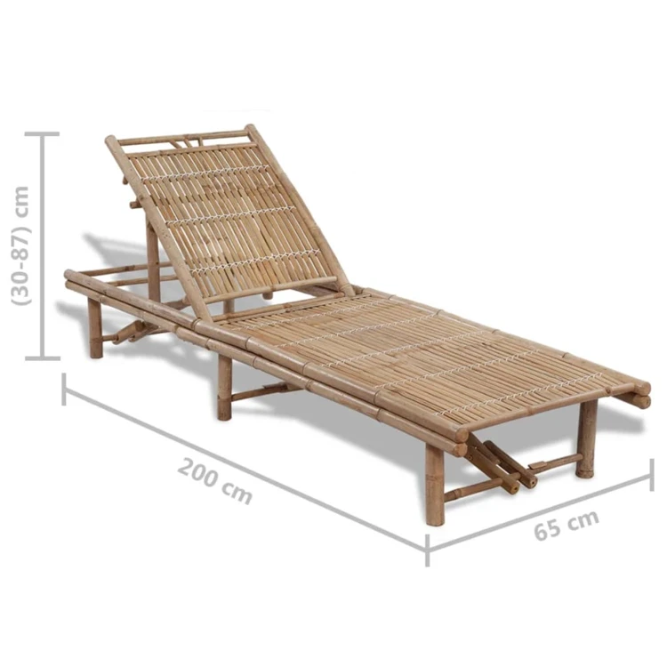 Chaise longue exterior de bambú