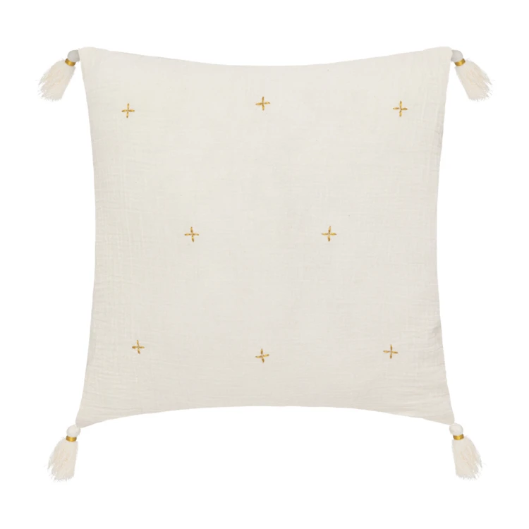 Coussin en gaze de coton brodé
