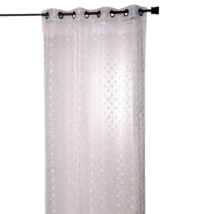 Cortina de organza jacquard bordada com bolinhas