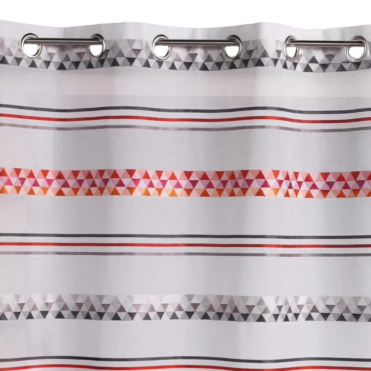 Cortina de jacquard com riscas geométricas