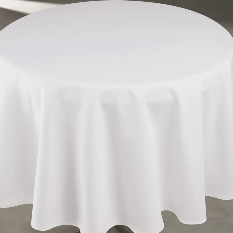 Mantel impermeable antimanchas efecto lino para mesa redonda