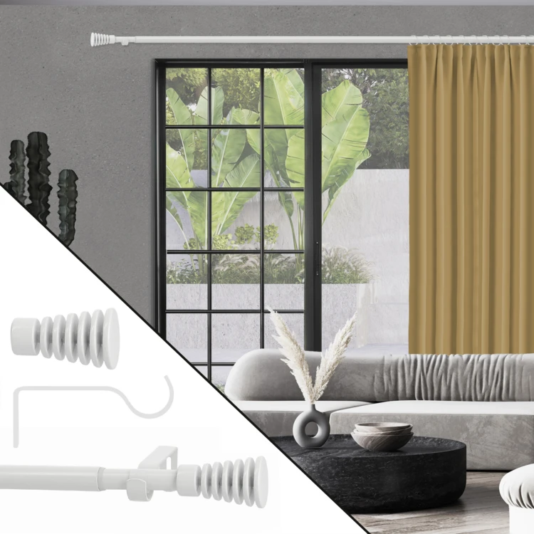 Kit de tringle extensible en métal avec embouts cannelés D19/16 mm