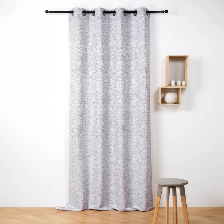 Rideau jacquard à oeillets effet tweed