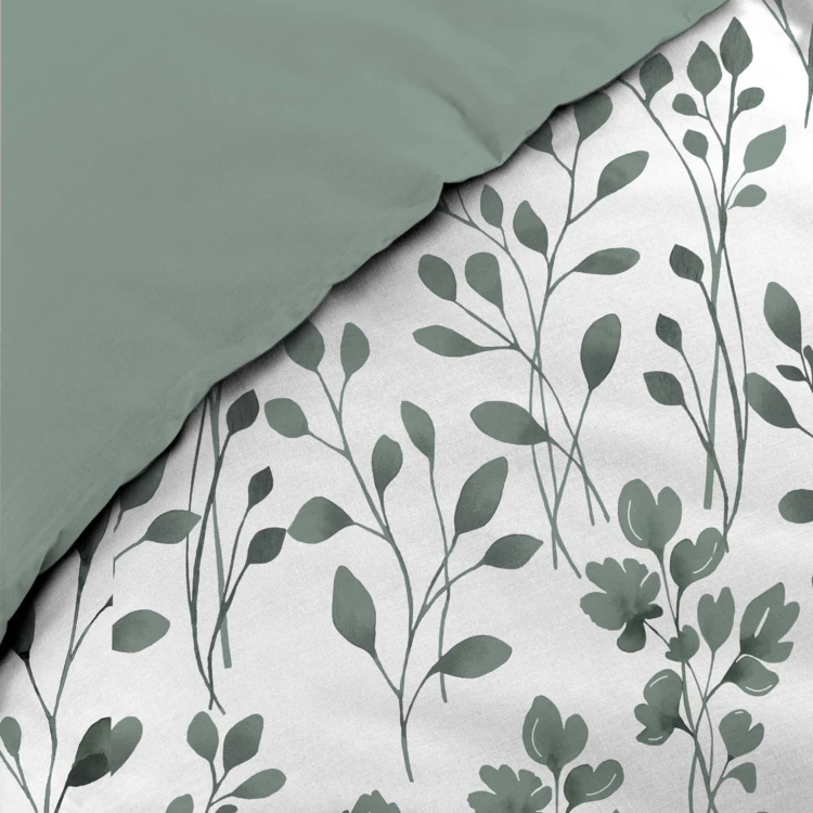 Parure de lit 3 pièces en coton à motif feuillage housse + taies