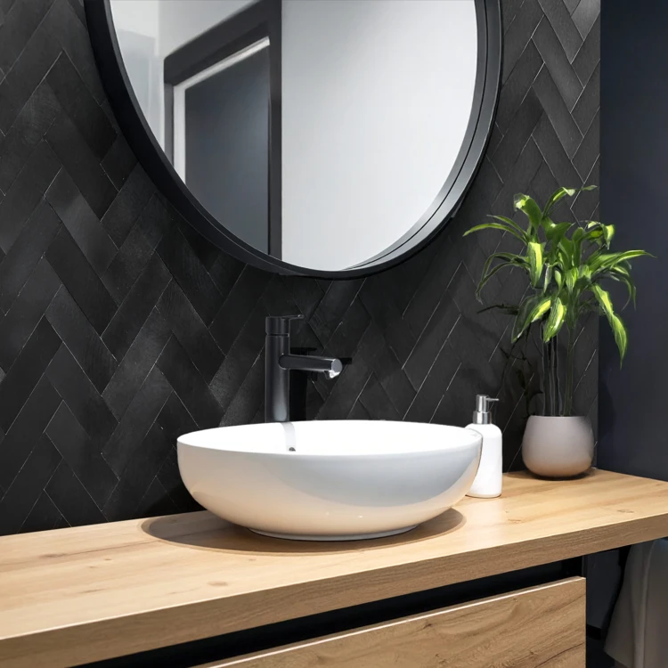 Lot de 4 crédences adhésives murales 3D effet chevron