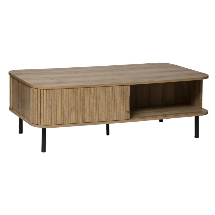 Mesa de centro com portas de correr caneladas