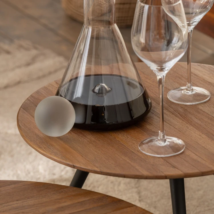 Set de 4 tables rondes en teck recyclé naturel