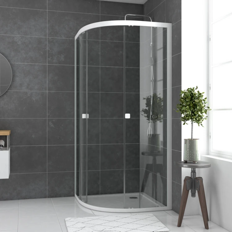 Porte de douche quart de cercle en verre trempé