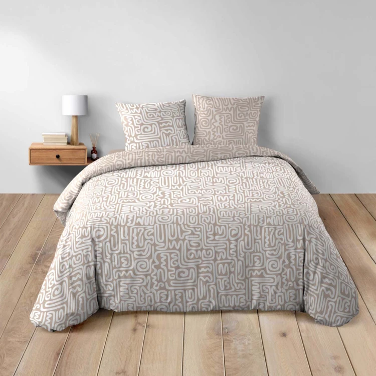 Juego de cama de 3 piezas de algodón geométrico, funda y fundas de almohada