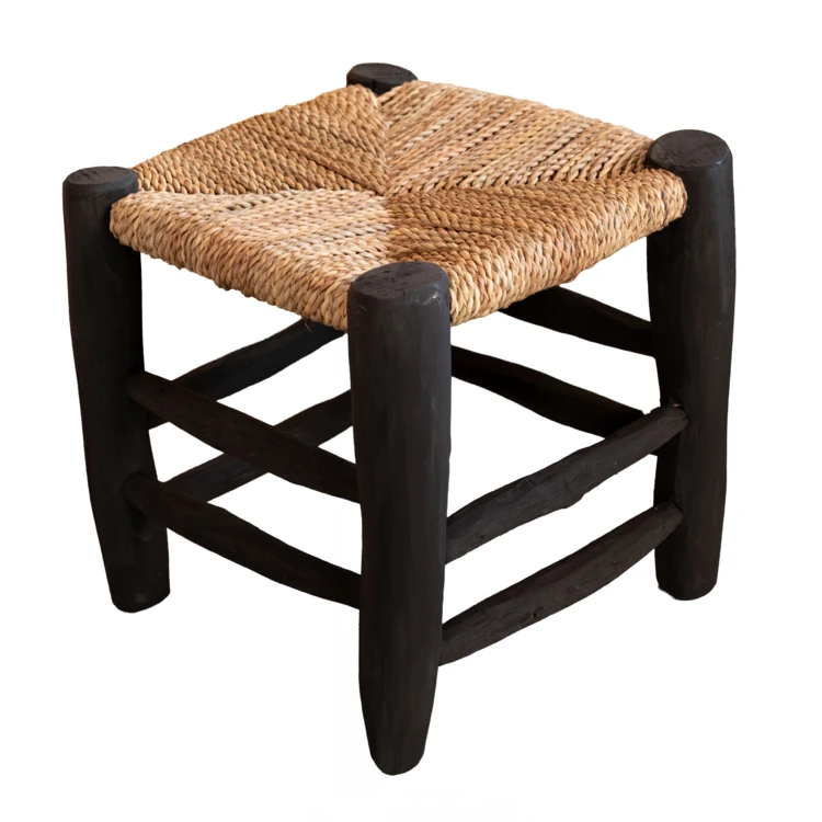 Tabouret marocain noir en bois