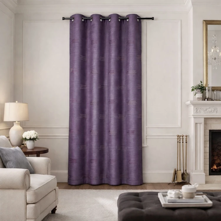 Tenda jacquard con forme geometriche e occhielli