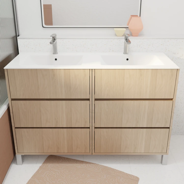 Mobile bagno doppio lavabo con 6 cassetti