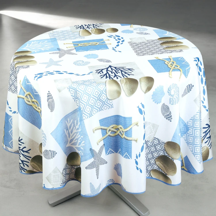 Runde fleckenabweisende Tischdecke mit maritimem Motiv