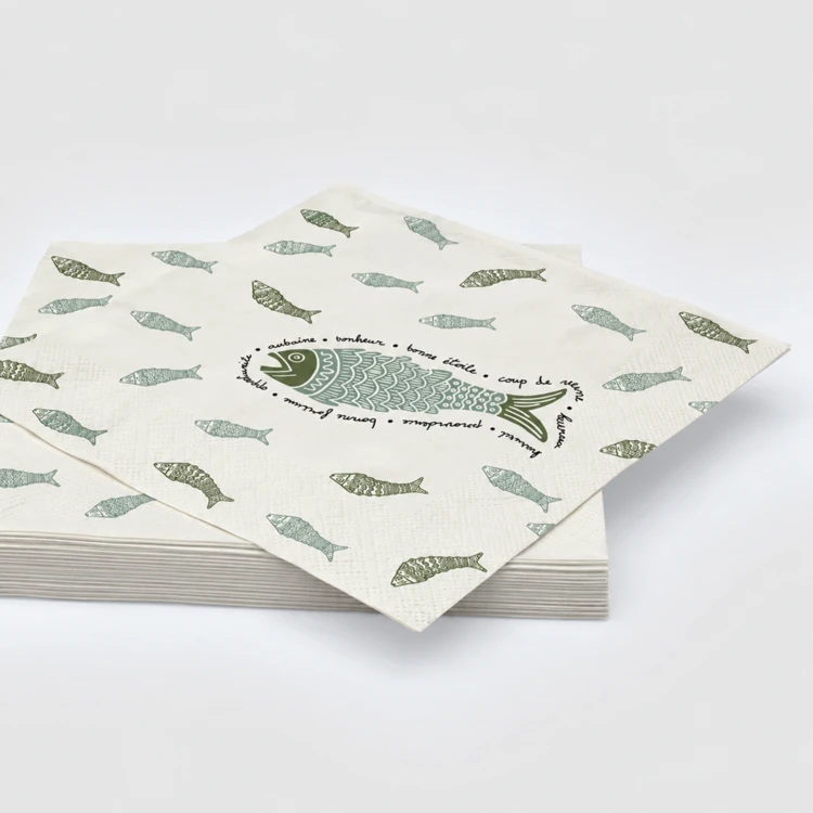 Lot de 20 serviettes en papier motif poisson