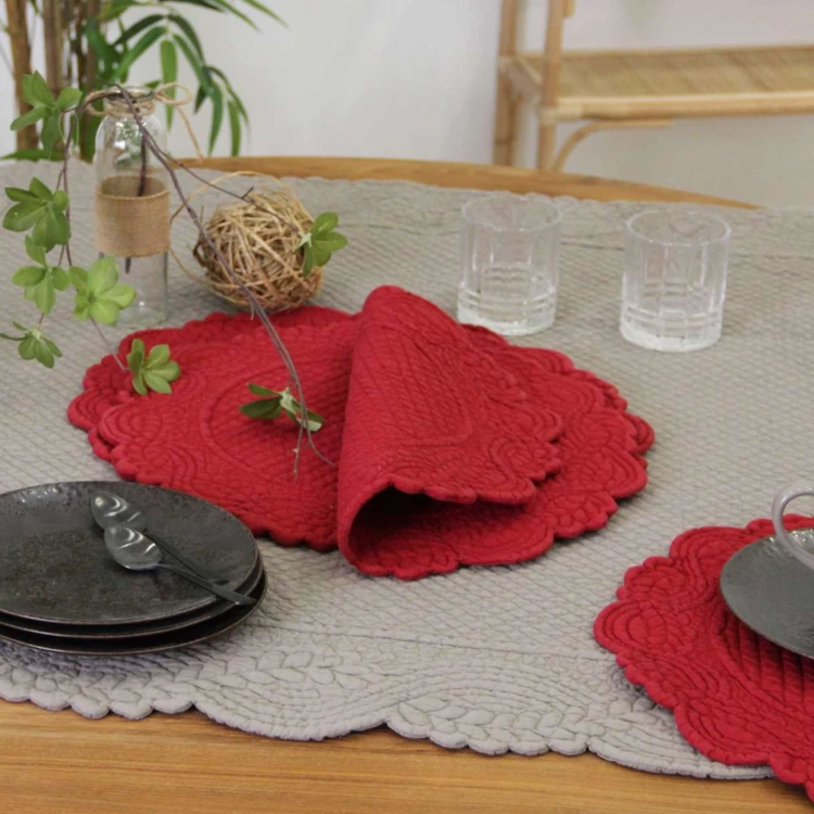 Set de table rond lavable matelassé coton