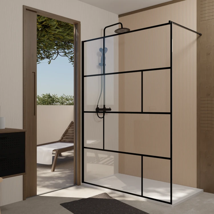 Paroi de douche à l’italienne en verre trempé 8 mm géométriques