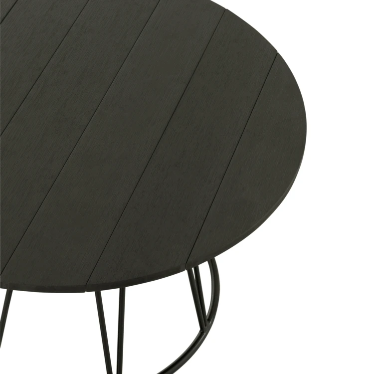 Table basse ronde effet bois et fer